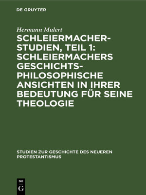 cover image of Schleiermacher-Studien, Teil 1
